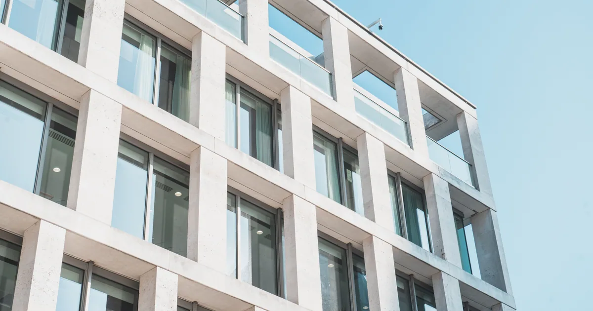 Commercial office building exterior that requires regular pressure washing