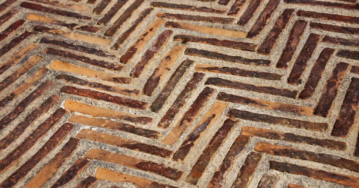 Herringbone brick paver driveway ready for cleaning and sealing